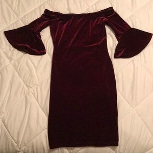 Bell sleeve velvet dress